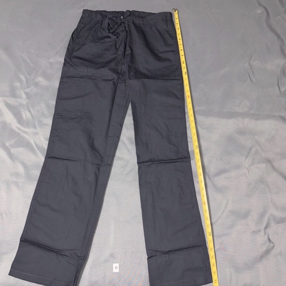 AllHeart Size Small-P Unisex Drawstring Scrub Pants Straight Leg Gray - Picture 5 of 8